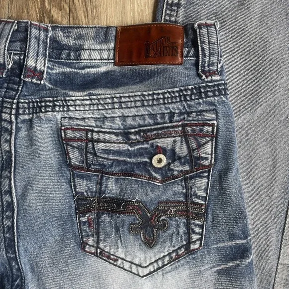 Nation Of Saints Men's Blue Jeans Original Straight Cotton Size 34 x 30 Grunge - Picture 2 of 9